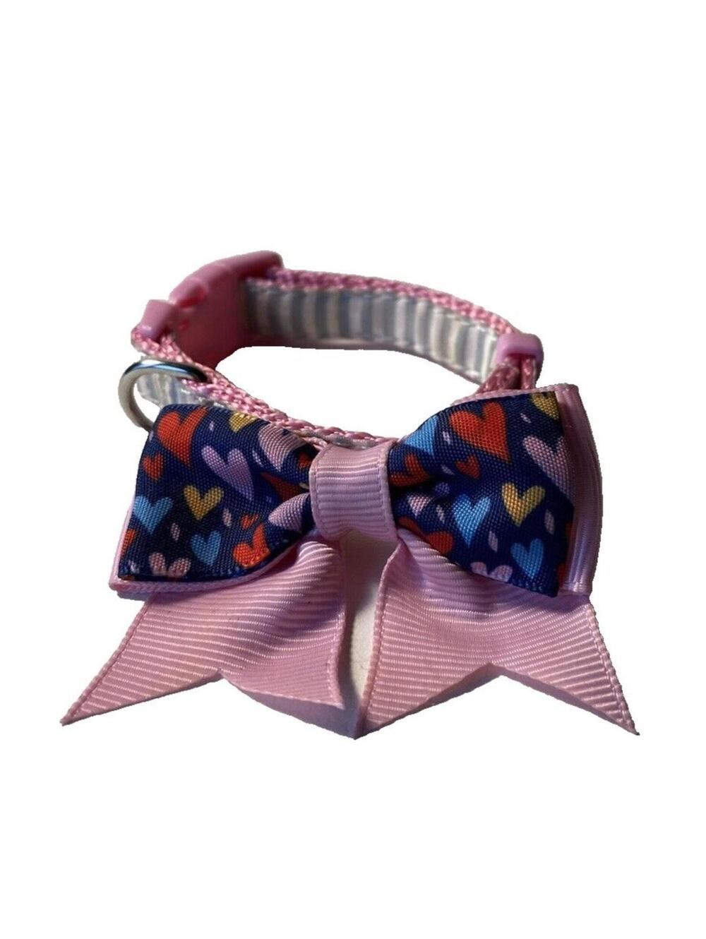 Cat Collar Pink Colorful Bow Adjustable New